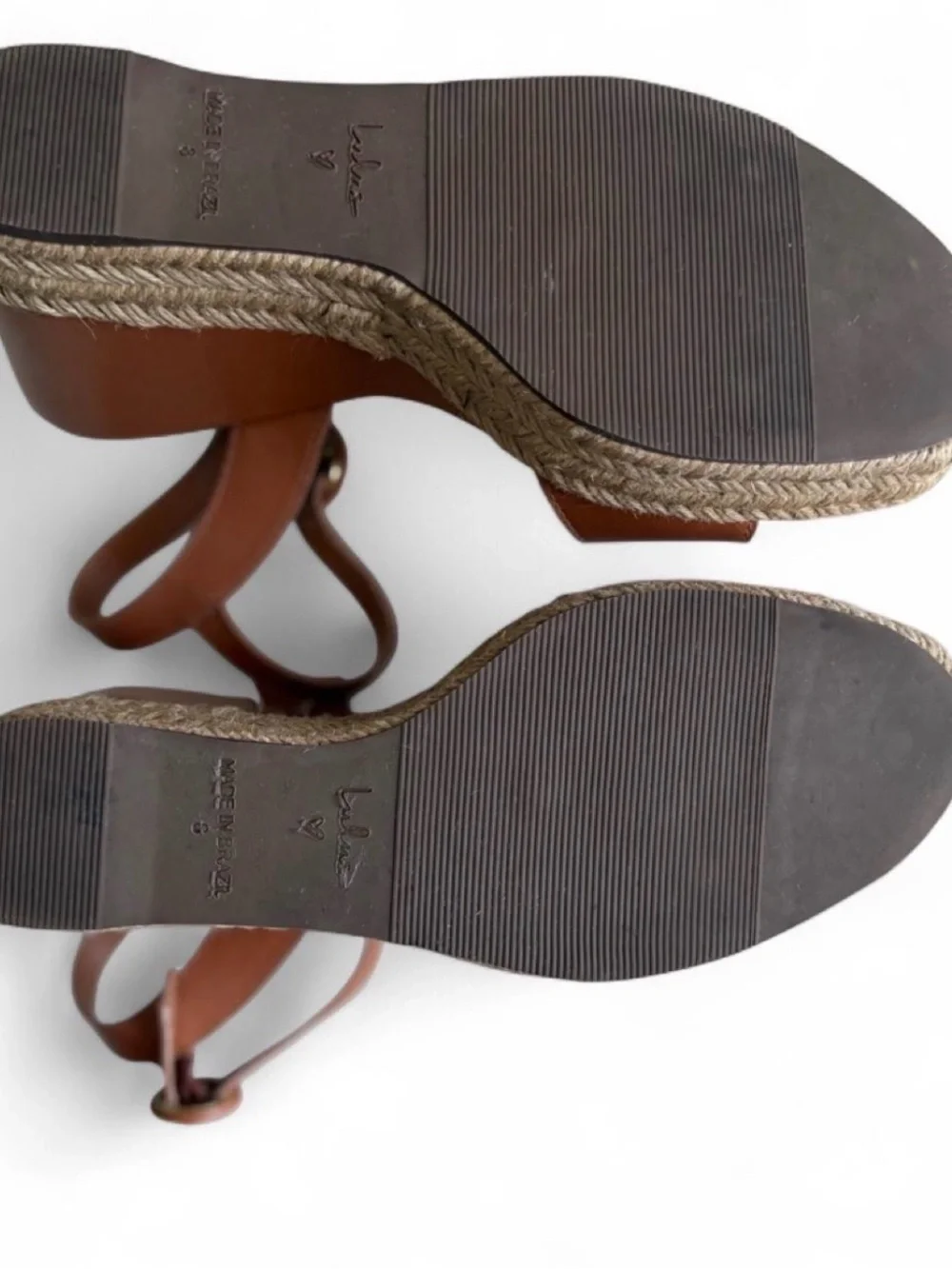 Vittoria Caramel Leather Platform Espadrille Wedges